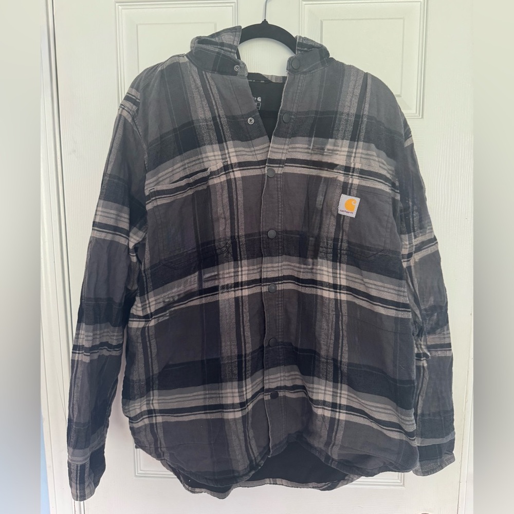 Carhartt Black and Gray Lightweight Plaid Shirt Jacket